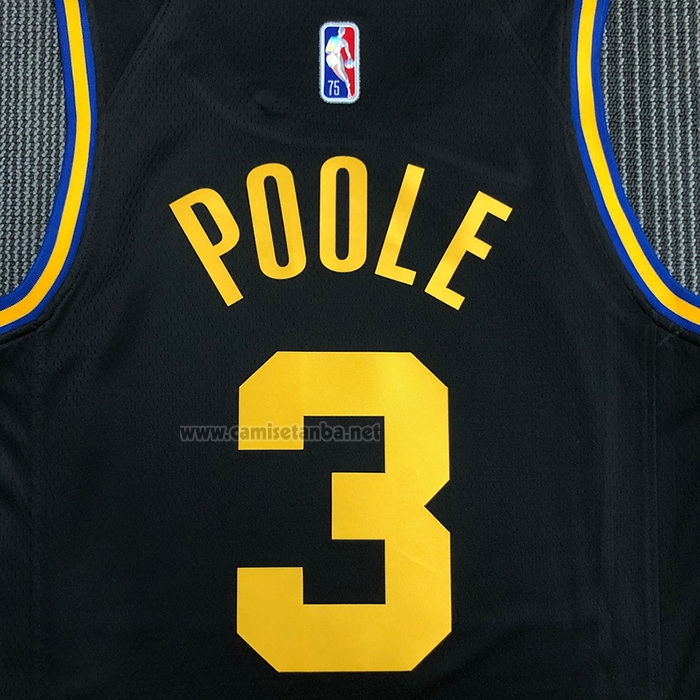 Camiseta Golden State Warriors Jordan Poole #3 Ciudad 2021-22 Negro